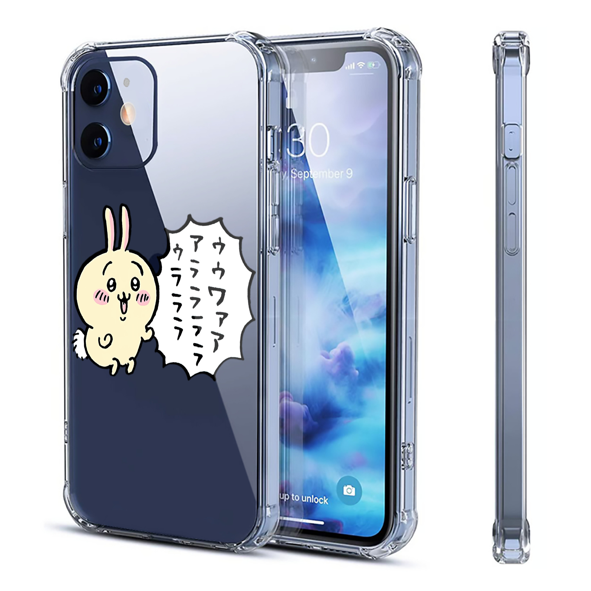 （画像用） ちいかわ うさぎ Chii-kawa usagi 【iPhone 12シリーズ対応】透明スマホケース（クリアソフトケース）